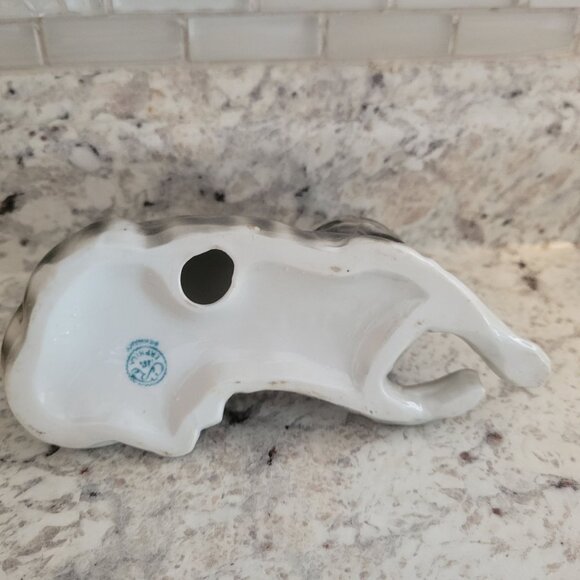 Vintage Ceramic Cat Figurine Gray & Black Striped Design Germany Stamp - Picture 3 of 8